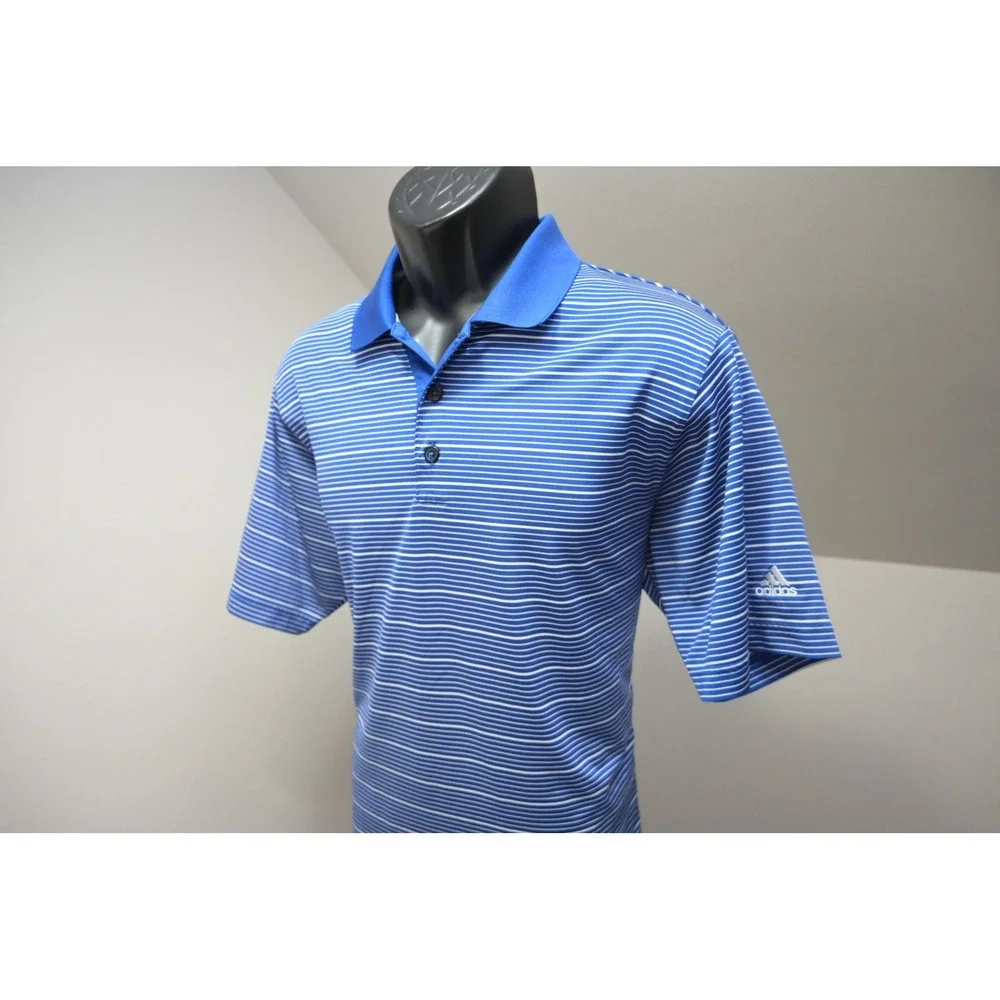 Adidas Golf Polo Shirt Mens Large Striped‎ Short Sleeve Athletic Performance EUC